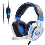 AH28 white Casque de jeu Bruit Isolant Overear Casque avec Micro. Contrôle Du Volume Bass Surround Jeu Vidéo pour PC PS4 PS5 XBOX ""Nipseyteko