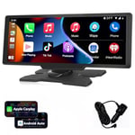 Podofo Stéréo de Voiture Portable avec sans Fil Apple Carplay Android Auto 9.3" Moniteur à Écran Tactile Autoradio avec Bluetooth, Transmission FM, Caméra de Recul 7V-32V