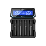 Xtar X4 Chargeur de Batterie 2 a Rapide ac 2 a ,2 Ports avec écran lcd avec Fonction Power Bank pour 3,6 V/3,7 v 14500 16340 18650 20700 21700 26650