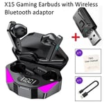 X15 ¿couteurs de jeu sans fil Bluetooth ¿couteur Faible latence CVC8.0 R¿duction du bruit Casque de basse Adaptateur USB pour TV PC T¿l¿phone Gamer-X15 Adaptateur noir_XINENGJI