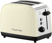 Russell Hobbs - Lift & Look 2 Slice Toaster, Stainless Steel, 1670W, Cream