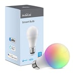 Broadlink Smart Bulb, 10W RGB Dimmable 800lm Wi-Fi LED Smart Light Bulbs Color Changing E27 A60, Compatible with Alexa, Google Home, Siri and IFTTT, No Hub Required