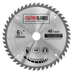 Saxton TCT Lame de scie circulaire à bois 165 mm x 20 mm (anneau 16 mm) x 48 dents Compatible avec Bosch Makita etc.[G115]