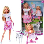 Steffi Love dalmatisk docka + Evi Love - 2 dockor 29 och 12 cm - 2 dalmatiska figurer - Evi skoter - 3 år