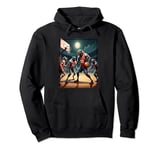 Werewolves Playing Basketball Under a Full Moon on Halloween Pullover Hoodie