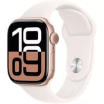 Apple Watch Series 10 (2024) GPS + Cellular, Boitier Or Rose de 46mm avec bracelet Caoutchouc S/M, Blanc - Neuf