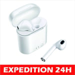 Écouteur Micro casque Oreillette Bluetooth Audio sans fil TWS I7S pour Xiaomi Redmi 6A Couleur Blanc