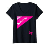 Womens I Am A Survivor Breast Cancer Awareness Month Support Women V-Neck T-Shirt