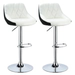 Woltu - Tabouret de Bar Lot de 2 avec siège Bien rembourré en Similicuir, Hauteur réglable, Blanc Noir