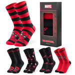 Marvel Chaussettes Homme, Coffret 5 Paires de Chaussettes Fantaisie, Cadeau Humoristique Geek Homme Ado (Rouge/Noir, 39/44 EU)