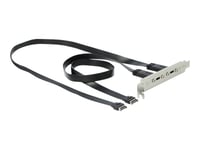 Delock Slot Bracket - Usb-Panel - 20-Stifts Usb 3.1-Header (Hann) Til 24 Pin Usb-C (Hunn) - 20 V - 3 A - 50 Cm - Svart