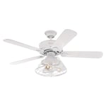 Westinghouse Lighting Ventilateur de plafond d’intérieur Barnett de 122 cm en blanc, kit d‘éclairage LED à variateur avec abat-jour cage, télécommande incluse 7220940