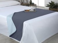 Estoralis - AVA | Chemins de lit Doux et Soyeux | Tissu matelassé réversible | Bleu Clair/Pierre | pour lit de 140/150/160 cm. (60 x 230 cm.) Couvre-lit de Couleur contrastée.