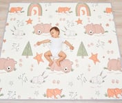 Tapis de Jeu/de Sol pour Enfant Bebe 180x200x1,5cm XXL en Mousse Epais Pliable Reversible - Tapis d'éveil/de Motricité Favorisant Le Développement Sensoriel Cadeau bébé