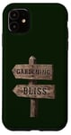 Coque pour iPhone 11 Jardinage, panneau de signalisation en bois Bliss Garden