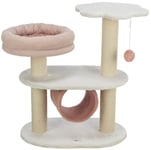 TRIXIE Isabella 44472 Arbre à Chat à Plusieurs étages 70 cm Blanc/Vieux Rose, avec de Nombreuses possibilités de griffoir, de Jeux, Ainsi Que de lieux de Retraite, Confortable et Stable