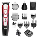 Geepas 11-in-1 Rechargeable Multi Grooming Kit – Ultimate Grooming Trimmer Set for Beard & Hair Clippers - Nose/Ear Trimmer, Shaver, Precision Trimmer, 4 Combs and Hair Clipper - 2 Years Warranty