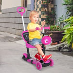 5-in-1 Kids Baby Toddler Kick Scooter Removable Seat Height Adjustable Pink