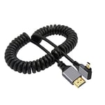 cablecc Câble spiralé 4K 60 Hz Micro HDMI 1.4 mâle vers HDMI mâle coudé à 90 degrés pour écran HDTV d'ordinateur, ordinateur portable