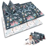 Nukido Matelas en mousse épaisse XPE pour bébés, enfants - Tapis d'activités pliable - Tapis de jeux éducatif et bilatéral - 150 x 200 cm - Isolation thermique du sol - Imperméable