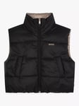 BOSS Kids' Reversible Puffer Gilet, Black/Bronze