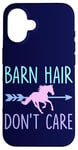 Coque pour iPhone 16 Équitation Barn Hair Don't Care Funny Equestrian Rider