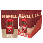 Nescafe Original Instant Coffee Refill Pouch 150g, Rich Aroma, Full and Bold Flavour (Pack of 5)