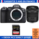 Canon EOS R6 Mark II + RF 15-30mm f/4.5-6.3 IS STM + 1 SanDisk 64GB Extreme PRO UHS-II SDXC 300 MB/s + Ebook '20 Techniques pour Réussir vos Photos' - Appareil Photo Hybride