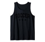 Soccer All Black Stars Classic Retro Varsity Text Tank Top