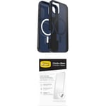 OtterBox Symmetry Series Clear MagSafe Case for iPhone 16 Plus, Shockproof, Drop proof, Protective Thin Case, 3x Tested to Military Standard, Clear/Blue and Screen Protector