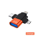 Elough-Adaptateur 3 En 1 Usb 3.0 Vers Type-C Otg Rains,Micro Type-C Mâle Vers Usb Femelle,Convertisseur De Charge Rapide Pour Iphone Et Samsung - Type Orange