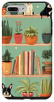 Coque pour iPhone 7 Plus/8 Plus Bibliothèque de livres esthétiques Boston Terrier Vintage Cactus