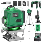 4x360° Niveau Laser Vert avec Trépied, 16 Lignes Professionnel Niveau Laser 360 Autonivelant avec 2*Batterie Li-ion Port de Charge Type C, Écran LCD- LevelMaster PRO