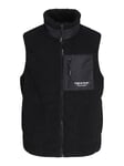 JACK & JONES Mens Teddy Fleece Gilet Black XL