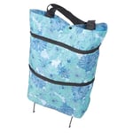 CIYODO Large Capacity Shopping Bag Folding Wheeled Shopping Bag Handle Miss Plastic Portable Folding Shopping Bag