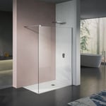 GRAND VERRE Paroi de douche 80x200 avec profilé et barre de maintien chromés Paroi de douche en verre transparent anticalcaire