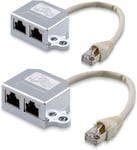 KWMOBILE 2X -verkon kaapelin jakajayhteysopiskelija - Verkko -LAN Connection -jakelija - T -Adapter LAN -kaapeli - RJ45 -liitin 2x RJ45 Ethernetissä