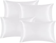 EHEYCIGA Satin Pillow Cases 4 Pack White, Silky Pillowcases for hair and skin cm