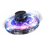 Mini-drönare LED Ufo-typ Flygande helikopter Spinner Fingertopp Flyg Gyro Drönare Flygplan Leksak Black