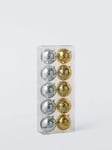 John Lewis Disco Ball Baubles, Box of 10, Gold/Silver