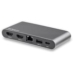 StarTech.com Dock USB C - Station d'Accueil USB-C à Double Écran 4K HDMI - 100 W Power Delivery Pass-through, GbE, 2 USB A - Mini Hub Type C - Adaptateur Multiport pour PC Portable (DK30C2HAGPD)