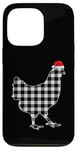 Coque pour iPhone 13 Pro Chemise de Noël poulet noir et blanc Buffalo Plaid Pyjama