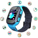 Kid Smart Watch Kamera Samtal Spel Plats Alarm Klocka Smartwatch för Pojkar Flickor FIG Blue