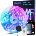 HOVVIDA Ruban LED 10M, 1 Rouleau, 30 LED/Mètre, 24V RVB Bande LED, 300 LED, APP et Télécommande, Synchronisation de la Musique, Mode Minuterie, pour Chambre, Salle de Jeux, Fête, Festival