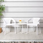 Salon de jardin Extérieur Meuble Patio 3 pcs Table 2 Places en Blanc Homestyle4u