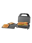 Nedis Vaffeljern KAMG120FBK - sandwich maker / waffle maker / grill - black / silver