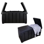 Black 115cm x 55cm x 60cm Butterfly Opening Top 300 Litre Large Garden Storage Box Weatherproof with Padlock Hole