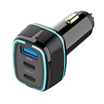 115W USB C Car Charger, Type C Car Charger, QC3.0 PD4.0 PPS 3 Ports Super Fast Charging Car Phone Charger Adapter for iPhone 13 12 11 Pro Max, Samsung Galaxy S22 S21 iPad Macbook Pro Air Laptop