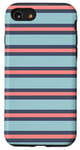 Coque pour iPhone SE (2020) / 7 / 8 Bleu pêche rose rayé Esthétique Girly Preppy Stripes