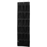 48 x 163 cm Organisateur de sac suspendu pour rangement de chaussures en filet derrière la porte avec 24 poches, noir